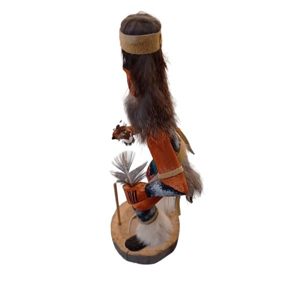 1990's Hopi Wolf Kachina Doll Handmade Wood 10" Signed Detail Native Am Vintage - Picture 4 of 8